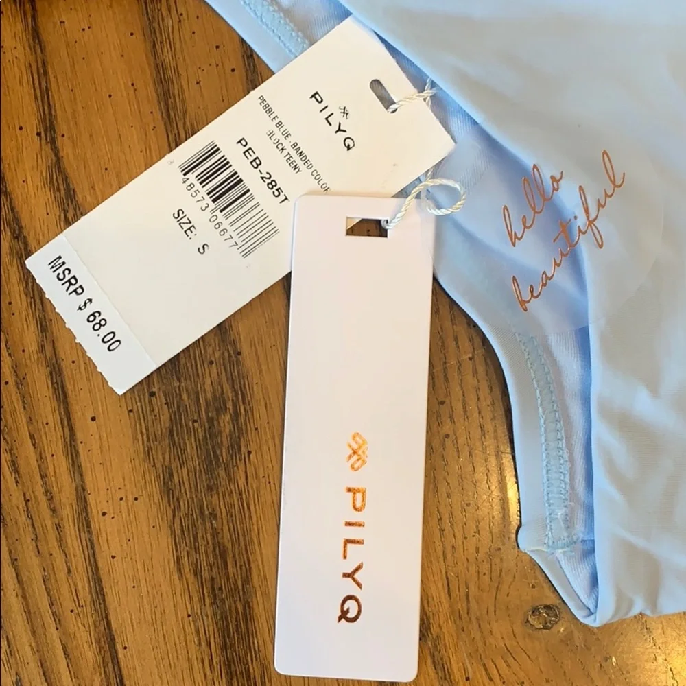 NWT PILYQ‎ Pebble Blue Banded Bikini Bottom
